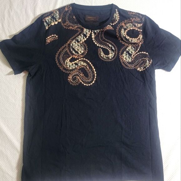 Mens 2XL Manzone Slim Fit Short Sleeve Shirt Wild Snake Gears - Picture 1 of 13